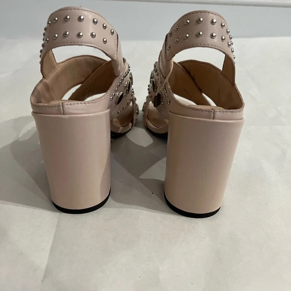 What For Sandals Light Pink Open Toe Mules High Heels Shoes US 9 EU 39 - Picture 7 of 9